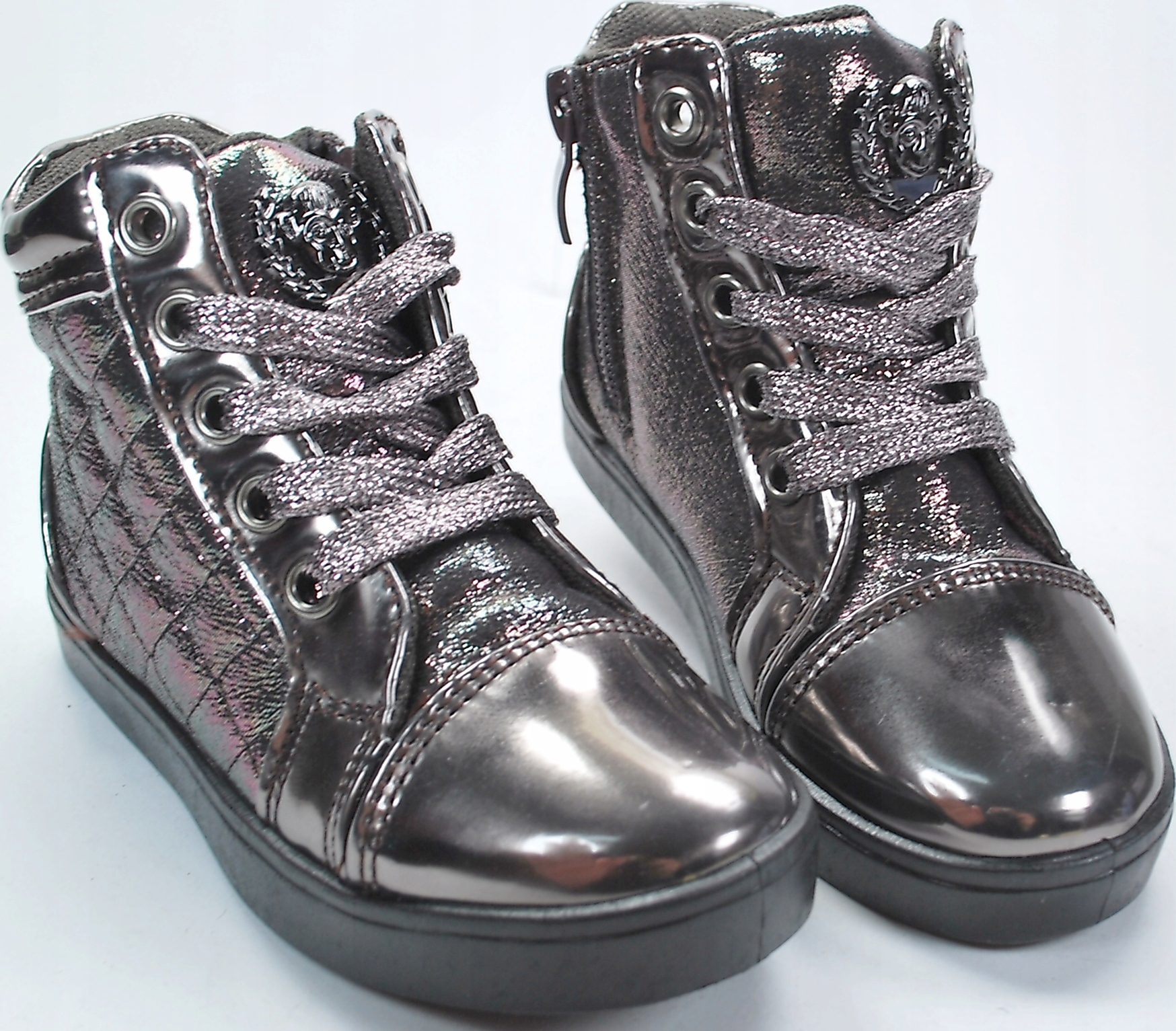 GUN METAL przejściowe SNEAKERSY BOTKI dla dziewczynki na suwak r 25 Marka Inna marka