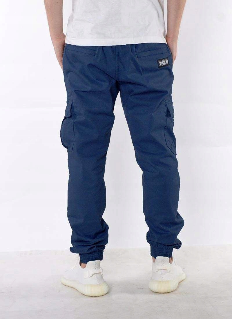 Spodnie 3XL Bossline Cargo Joggery Niebieskie XXXL bojówki luźne polskie Kolor niebieski