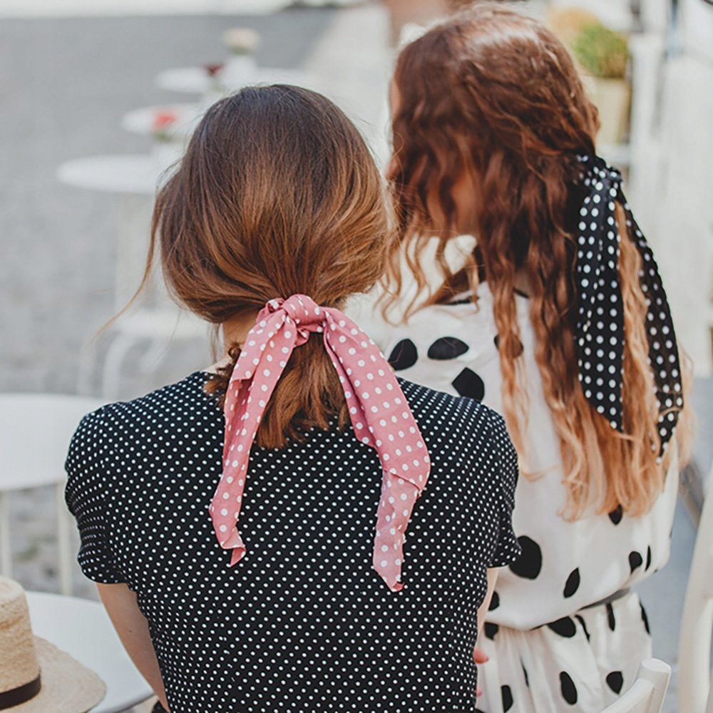 GUMKA do włosów APASZKA kropki RÓŻOWA scrunchies Model 36580