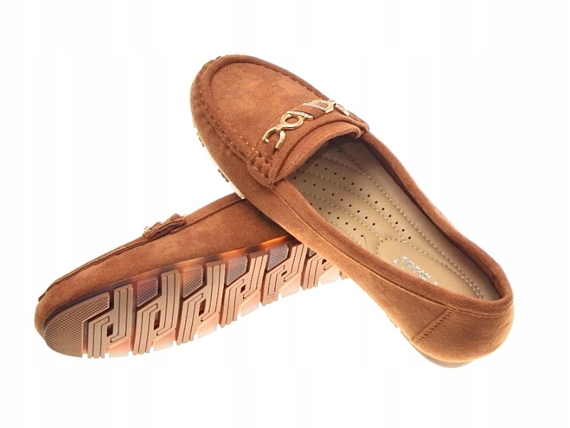 DAMSKIE ZAMSZOWE MOKASYNY Camel r.37 Długość wkładki 24 cm
