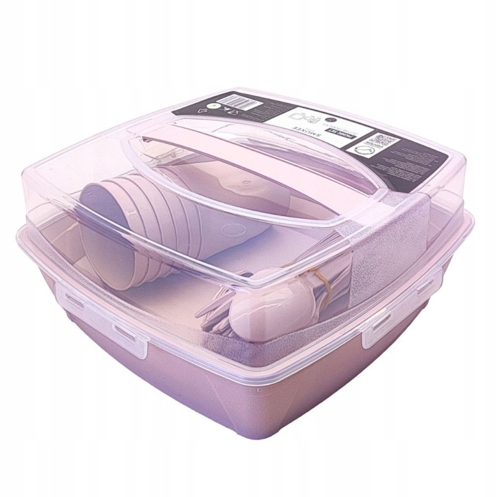 Zestaw piknikowy turystyczny grilowy dla 6 osób 32 elementy Brudny Róż