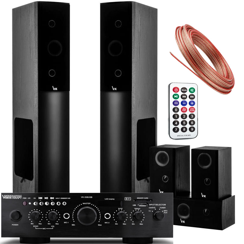 KOLUMNY GŁOŚNIKOWE KINO DOMOWE 5.0 + AMPLITUNER BT