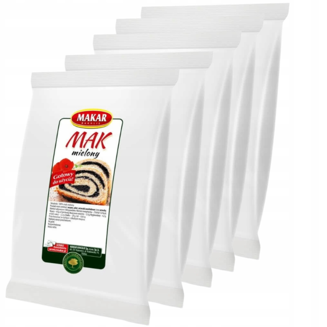 Levně 5x Mletý mák modrý 1kg Makar Na Makowiec Rogal přírodní Těsto 1000g