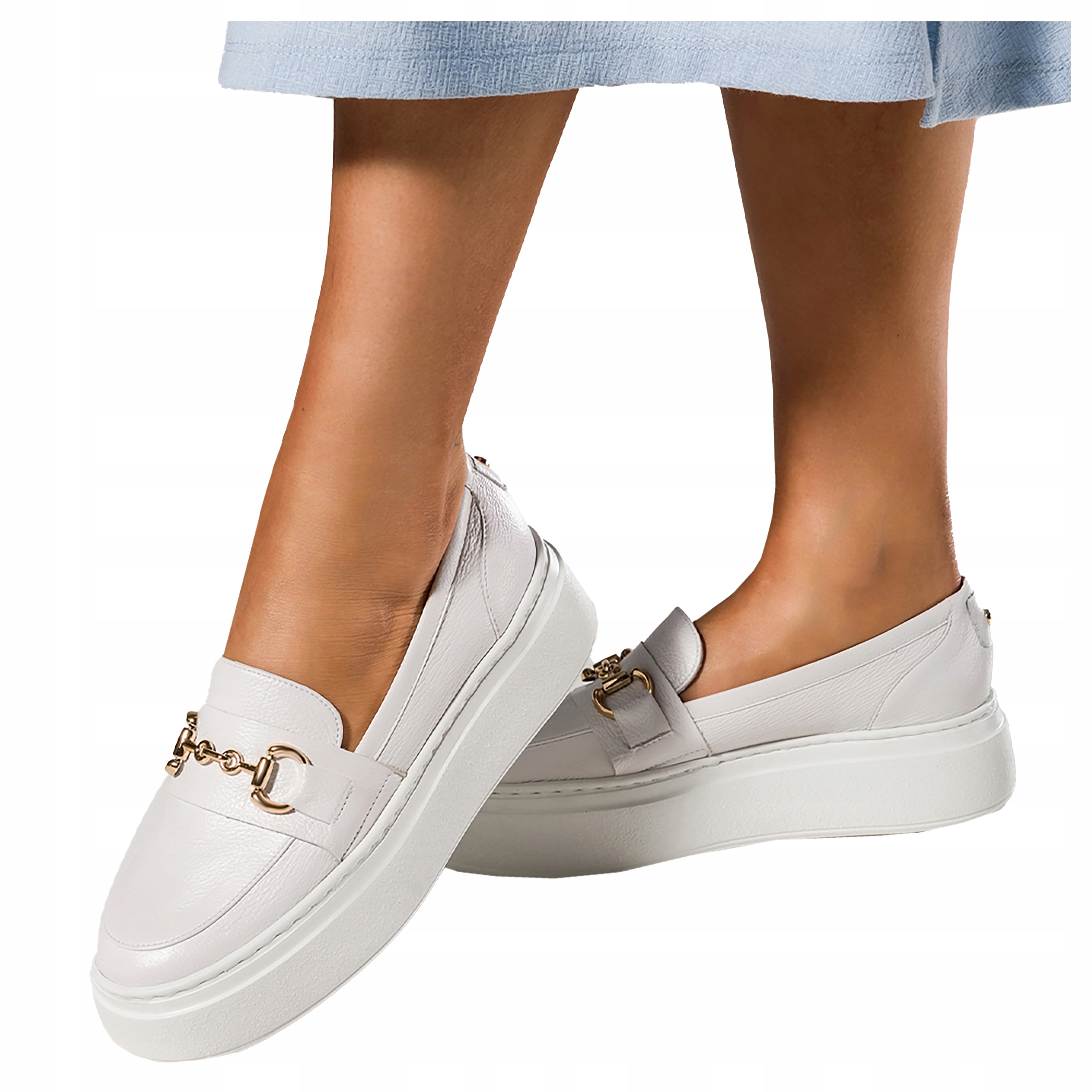 Bílé Dámské Kožené Mokasíny Nazouvací Polobotky Polský Výrobek vel. 40