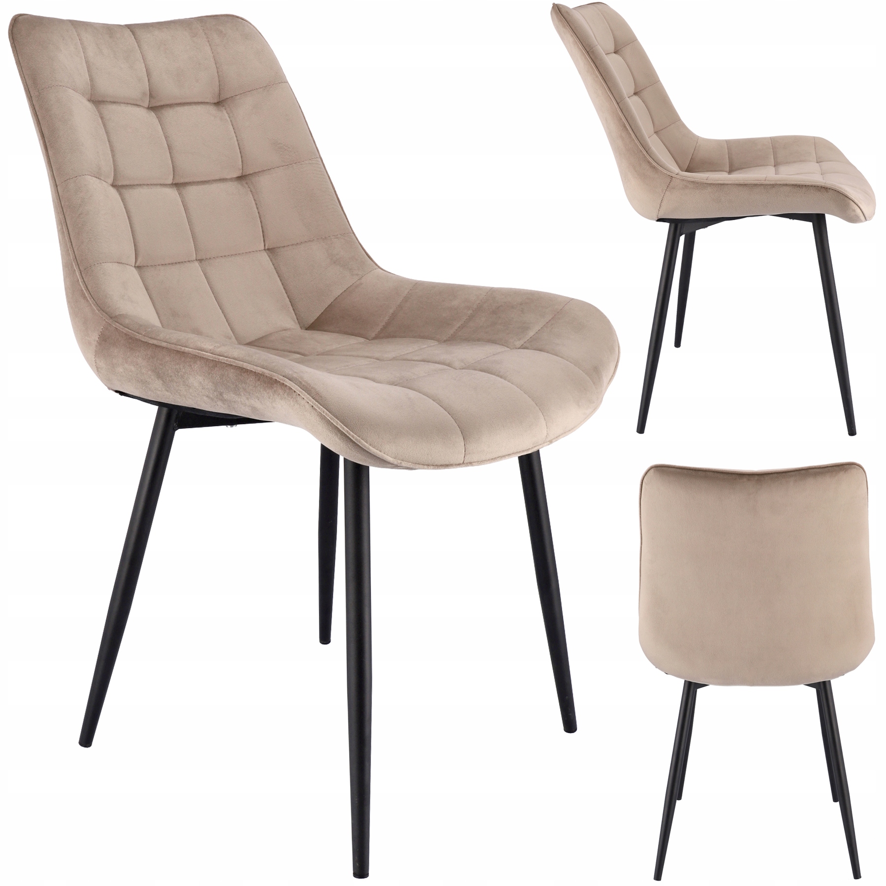 KRZESŁO tapicerowane pikowane salonu jadalni WELUR