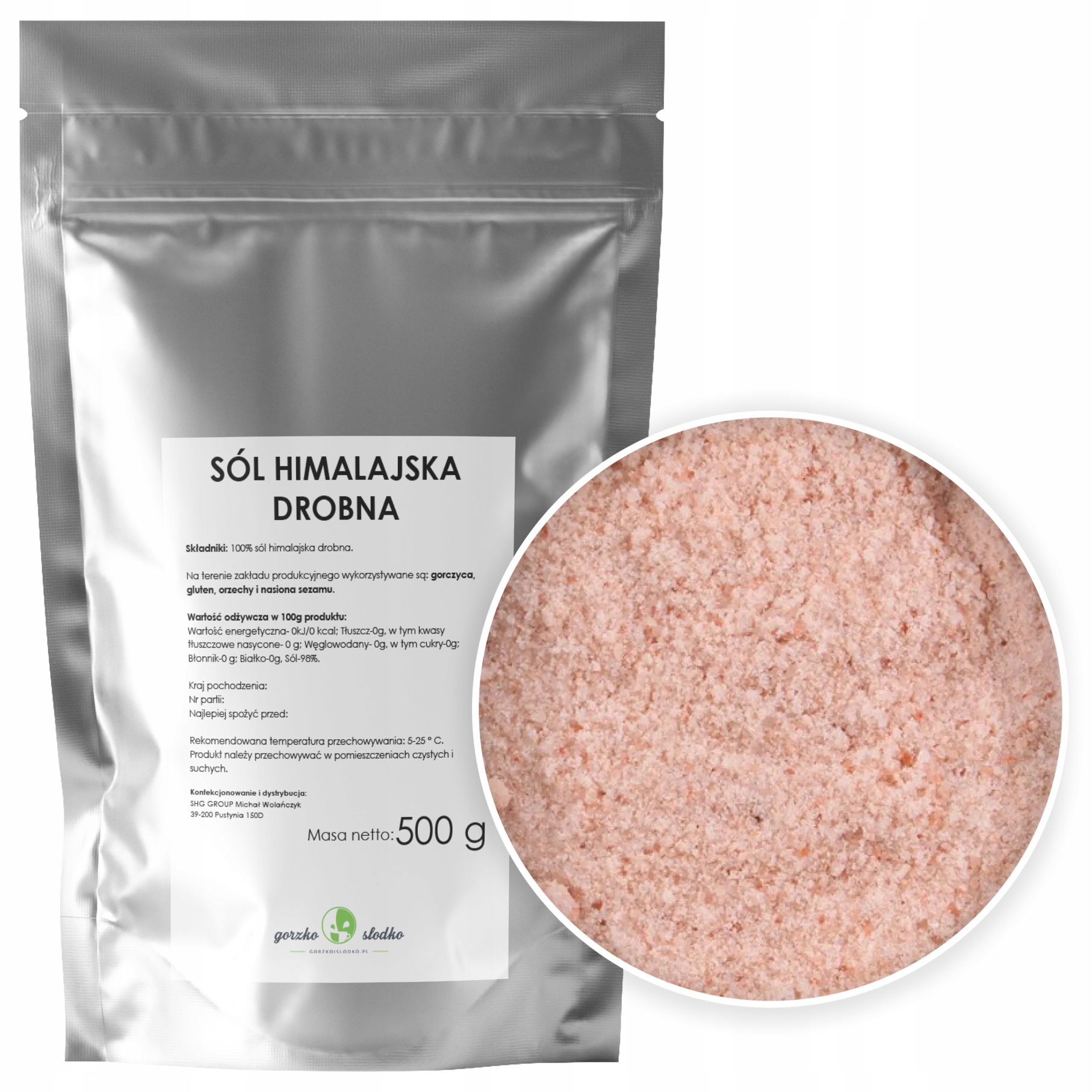 

Sól Himalajska drobnoziarnista różowa 0,5kg