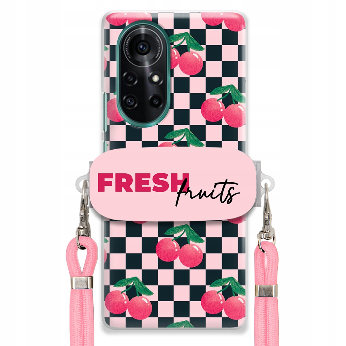 Puzdro pre Huawei Nova 8 Pro Vodítko Crossbody+ Držiak Šachovnica Fresh Fruits