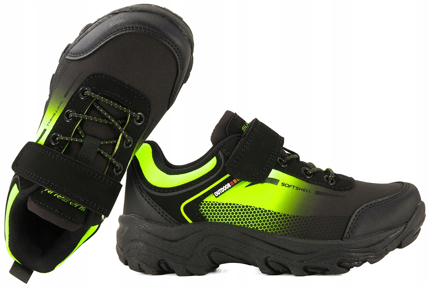 Superun 7023 Softshell Buty Sportowe Trekkingowe czarny/seledynowy 33