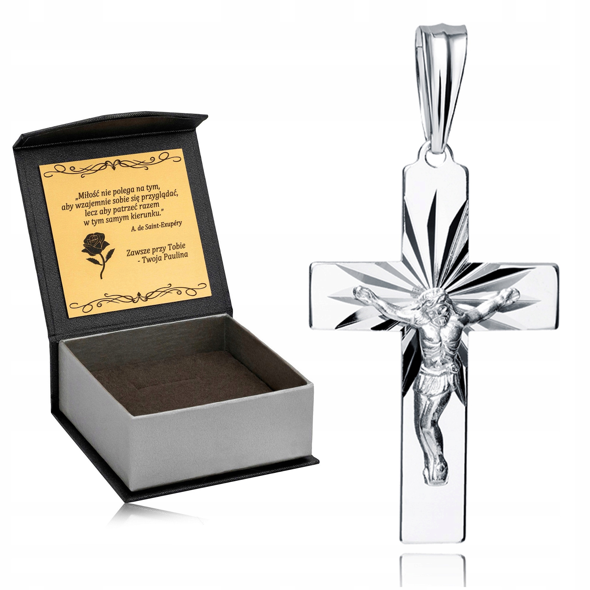 Lesklý Stříbrný Rhodiovaný Pánský Kříž Pr. 925 Diamantový Křížek S Ježkem