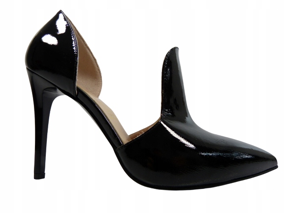 Polobotky černé kožené lodičky Sala 37