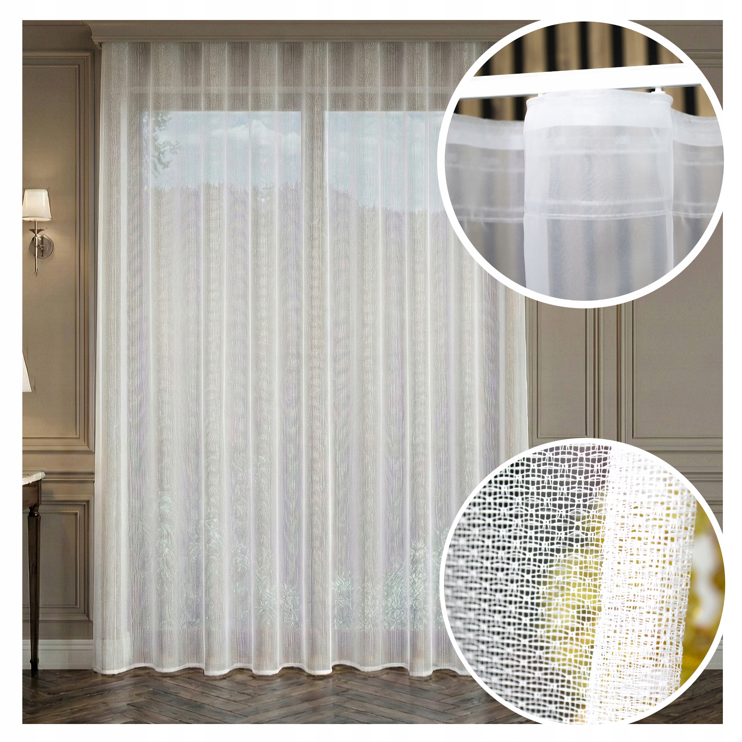 Hotová Záclona Žakárová Bez Žehlení Justyna 350x120 Wave Modern Classic