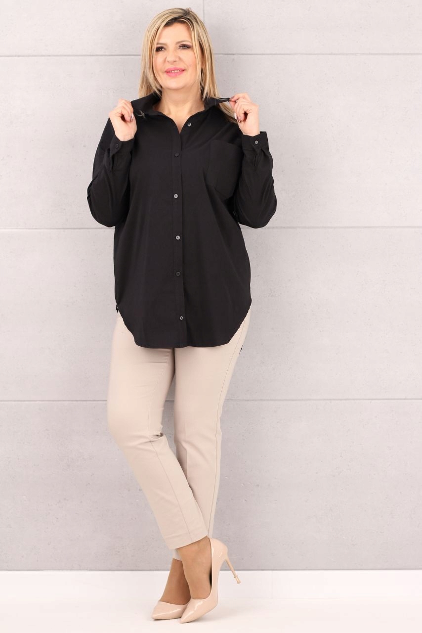 KOSZULA DAMSKA ELEGANCKA BAWEŁNIANA KLASYCZNA OVERSIZE ROZPINANA SKOSZU Płeć kobieta