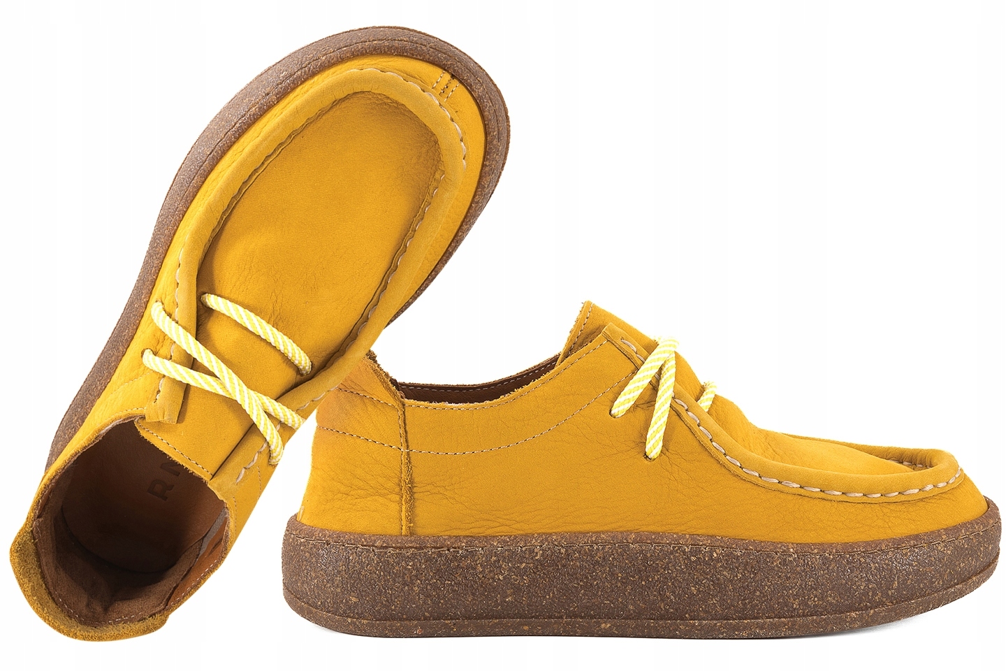 Ravini 241094 Skórzane Półbuty Damskie Nubuk żółte Żółty 37