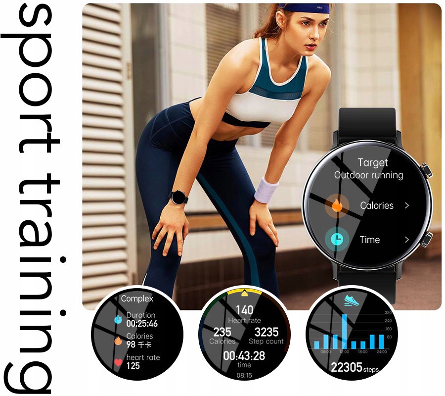 ZEGAREK Smartwatch Rubicon KROKI SMS KCAL TRENING KROKI INNE Kompatybilność systemowa Android iOS