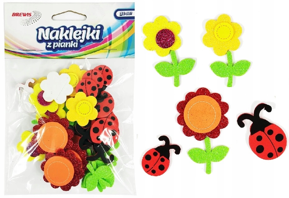

Naklejki z pianki Kwiatki Biedronki 32szt Brewis