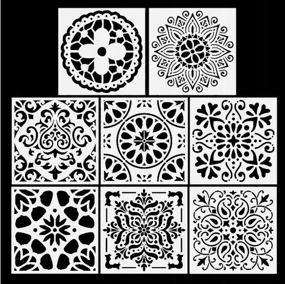 8SZT SZABLON MANDALA 15X15CM LASER REUSABLE KARTKI DEKORACJA