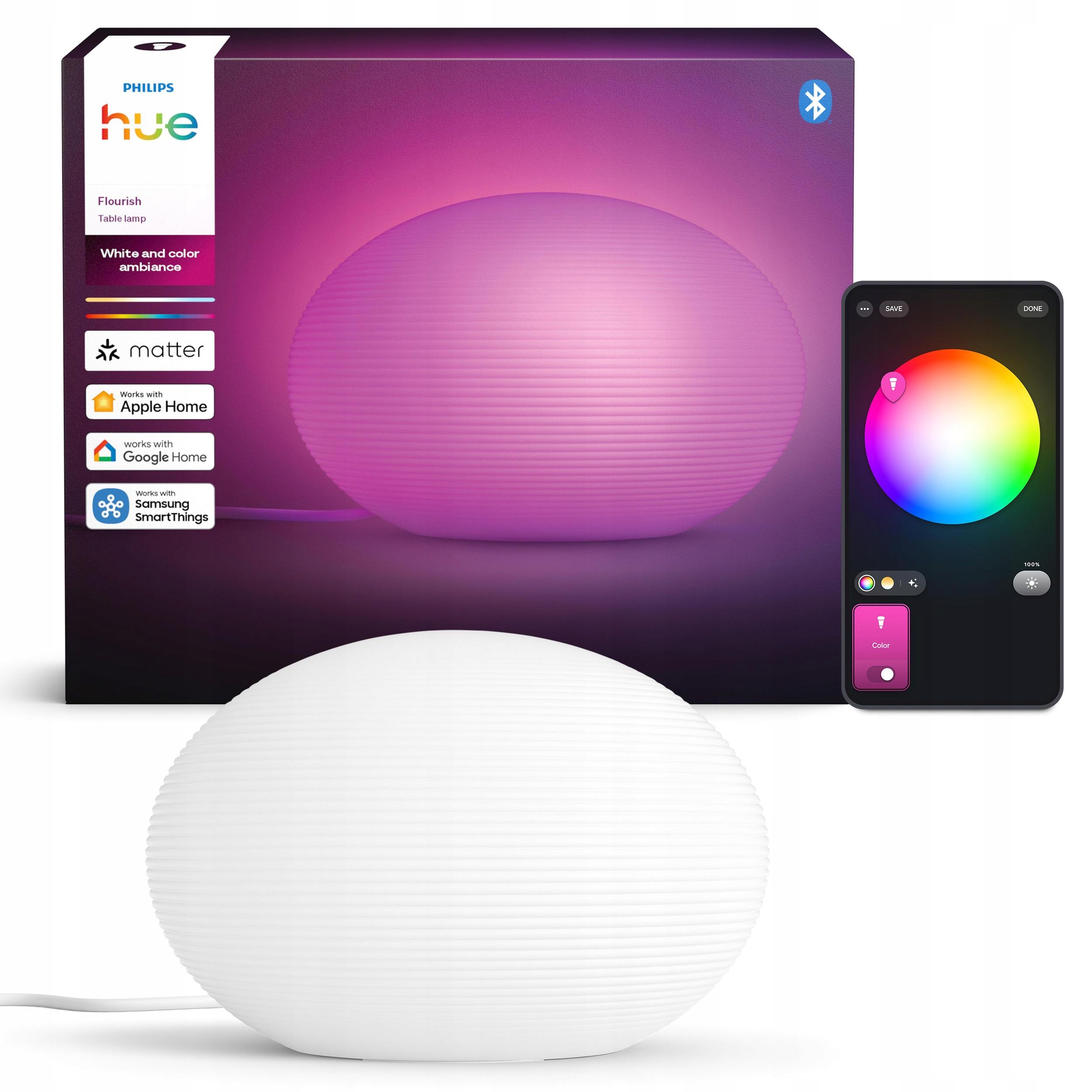 Stolná Led nočná lampa Philips Hue Flourish Rgb Biela Inteligentná Smart