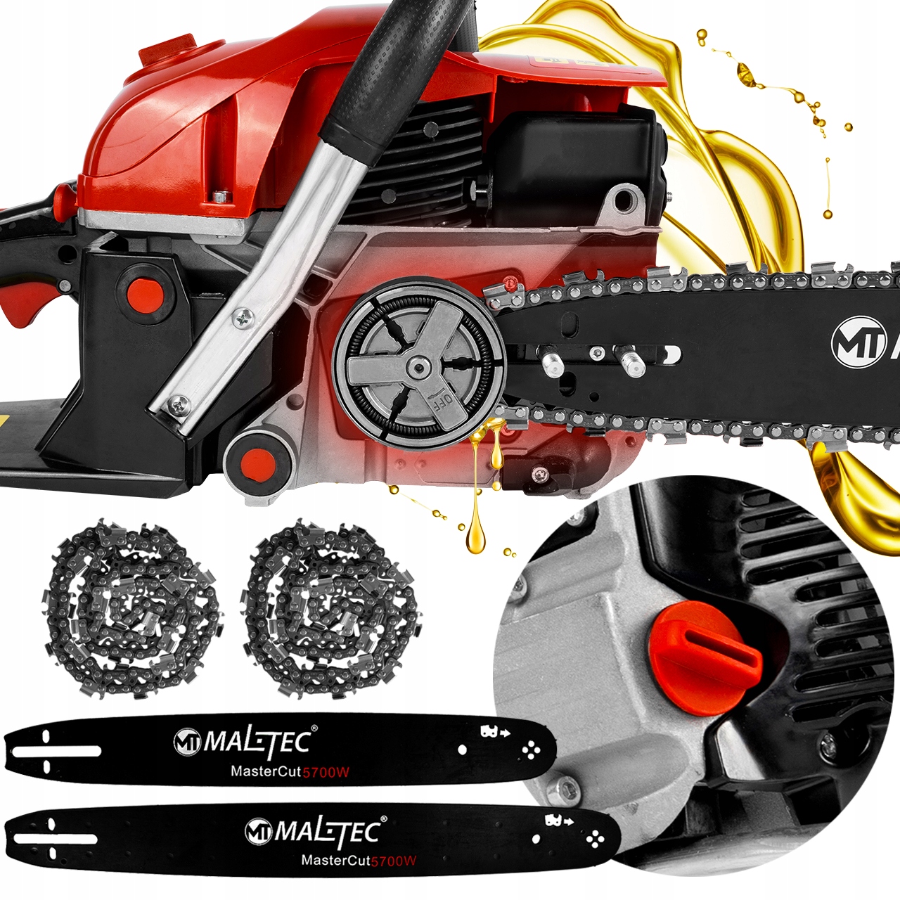 PIŁA ŁAŃCUCHOWA SPALINOWA PILARKA PROWADNICE OLEJ 5,7KM DUŻY ZESTAW MOCNA Producent prowadnicy Maltec
