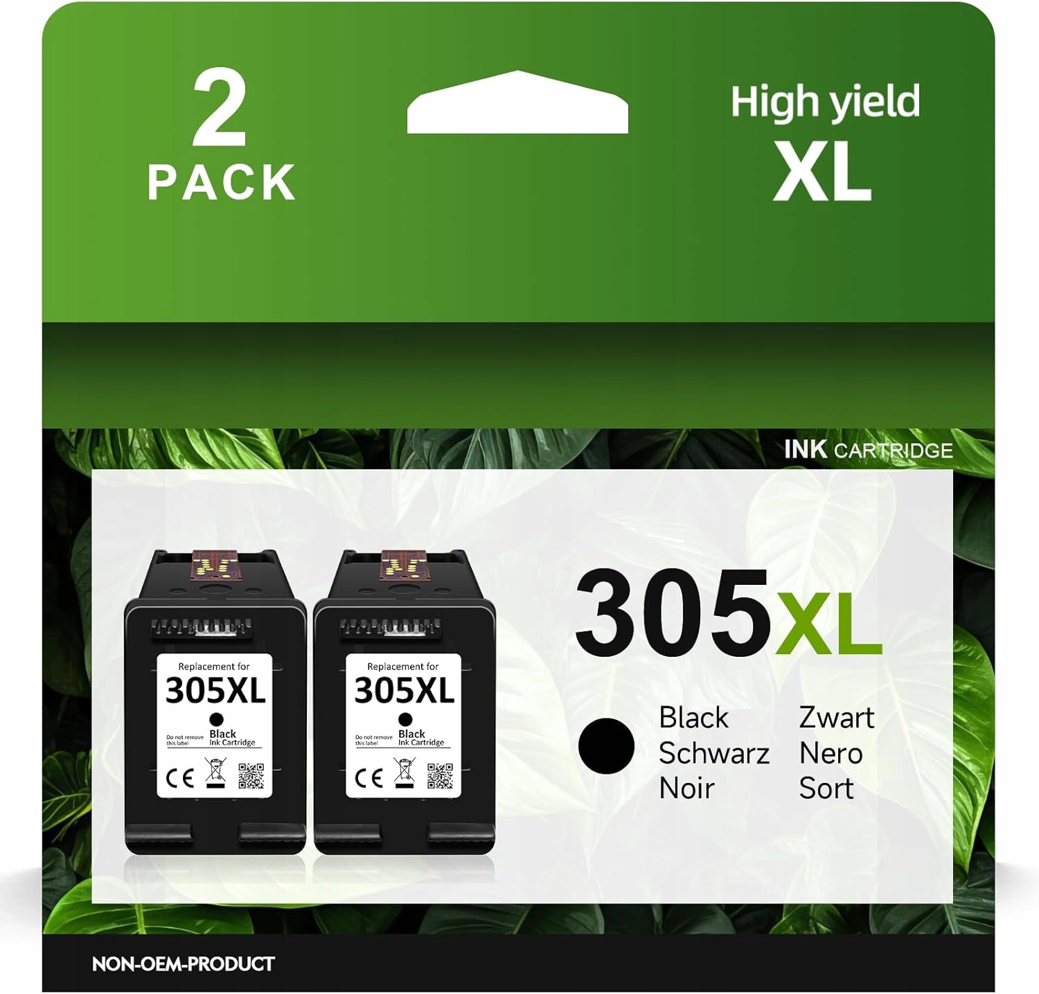 Sada 2 x černý inkoust pro tiskárnu Hp 305 XL DeskJet 2700 2710 2722 2710e