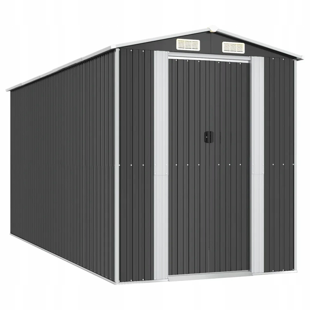 Antracitová kůlna 192 x 440 x 223 cm z galvanizované oceli
