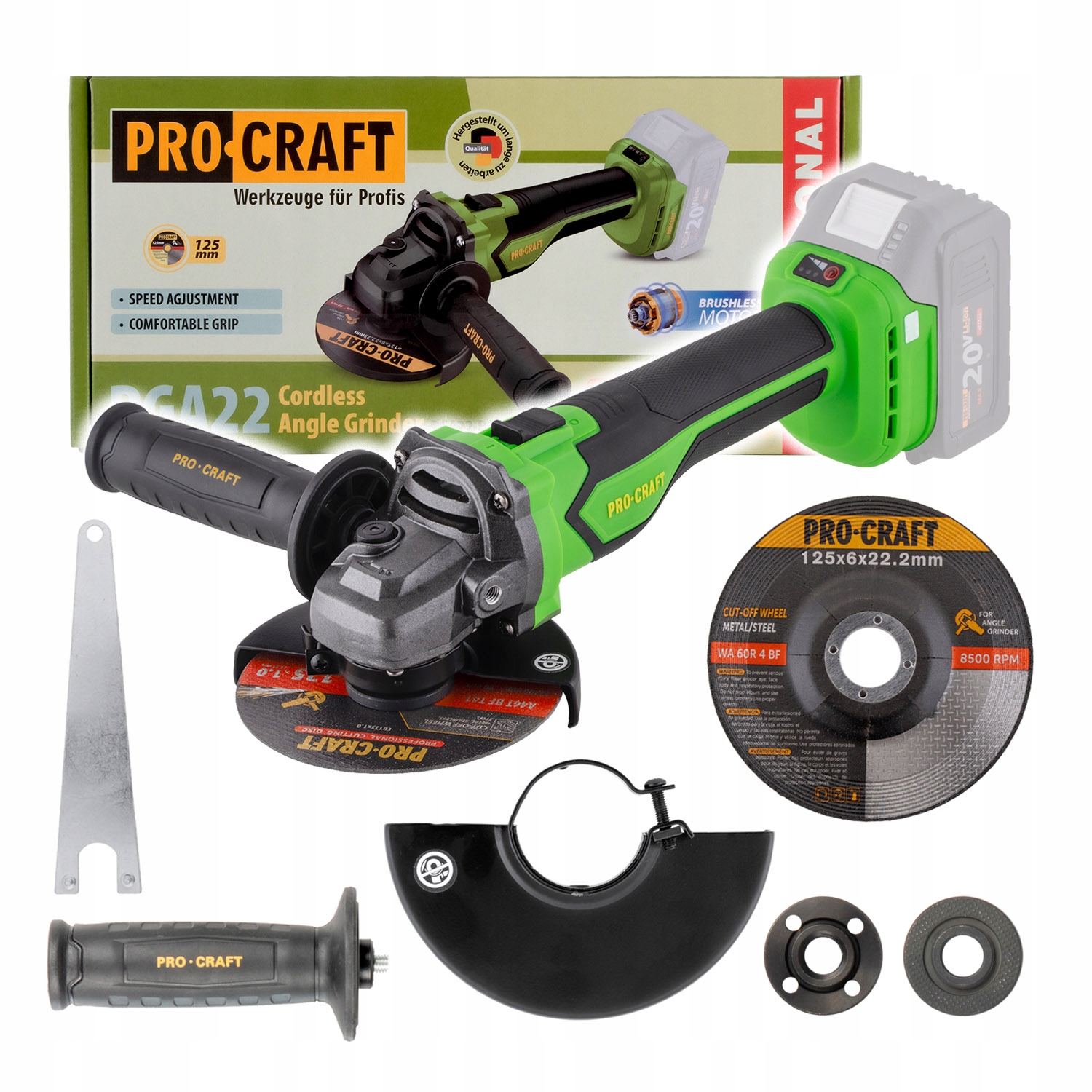 Procraft PGA22-BB Szlifierka 125MM 20V Bezszczotkowa Body