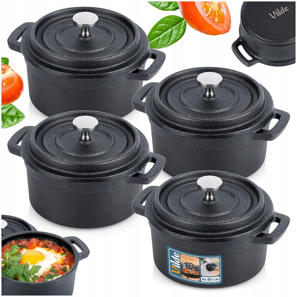 4 x Hrnec Litinový hrnec nádoba kokilka pro podávání zapékání 250 ml