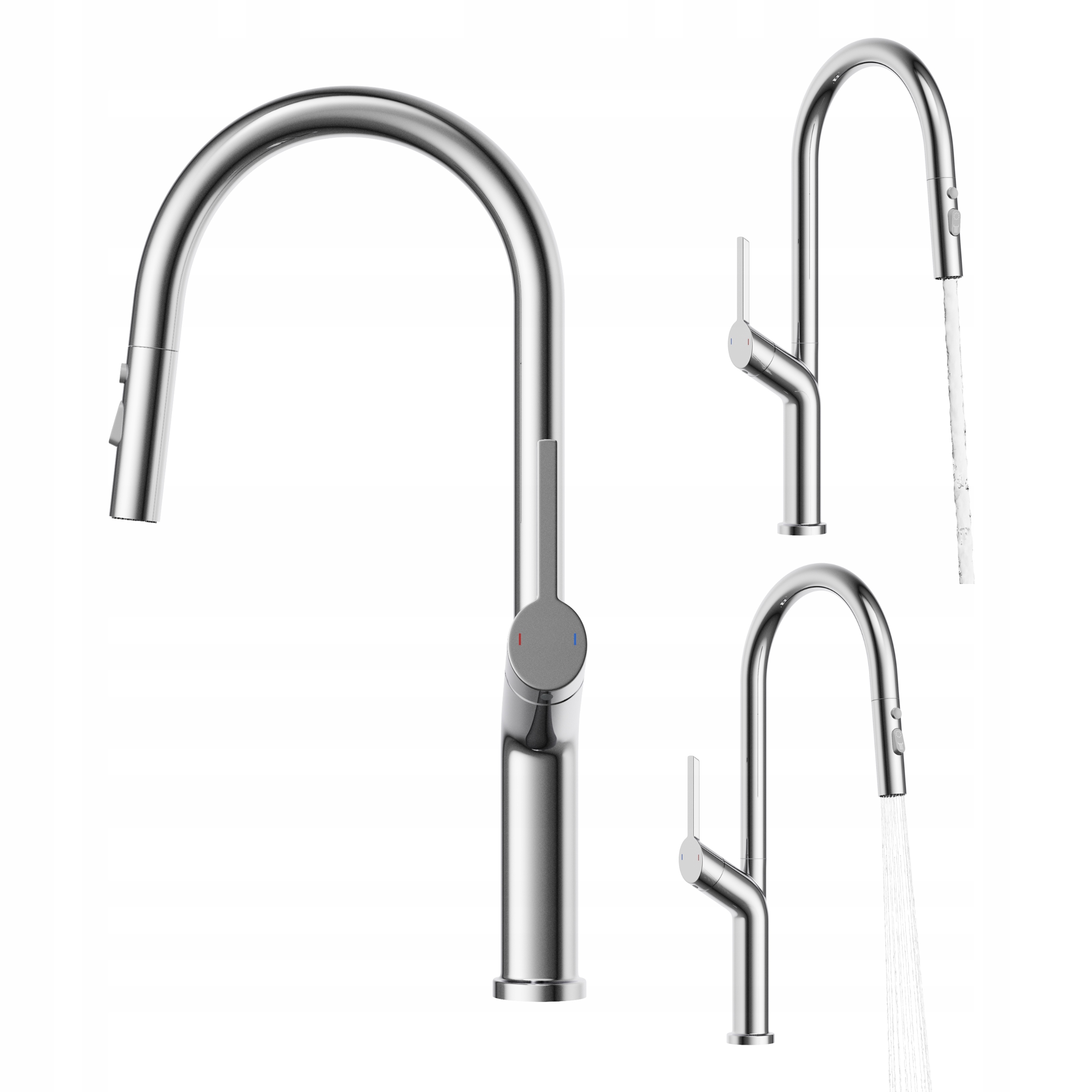 Kuchynská batéria s výsuvným výtokom, stojankový kuchynský kohútik Nokka, chróm