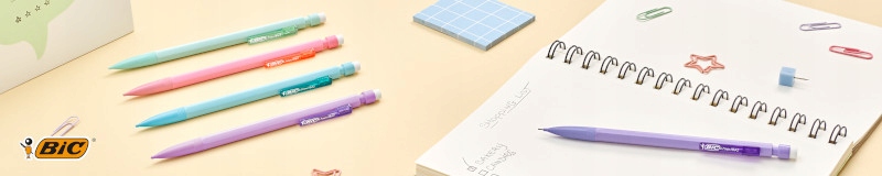 BIC MATIC PASTEL OŁÓWEK AUTOMATYCZNY ZESTAW Z GUMKĄ WYTRZYMAŁY LEKKI x5 Gumka z gumką