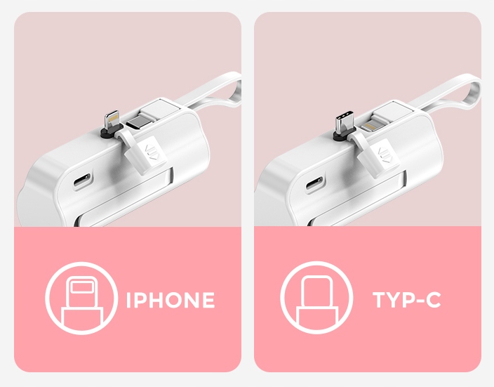 Mini power bank 5000mAh z obsługą IPHONE/TYP-C - BIAŁA Kod producenta 4611945641621