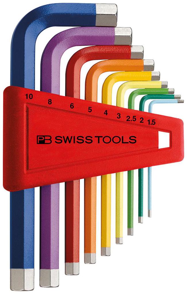 Sada imbusových úhlových klíčů 9-dílná Hex 1,5-10 mm Rainbow Pb Swiss Tools