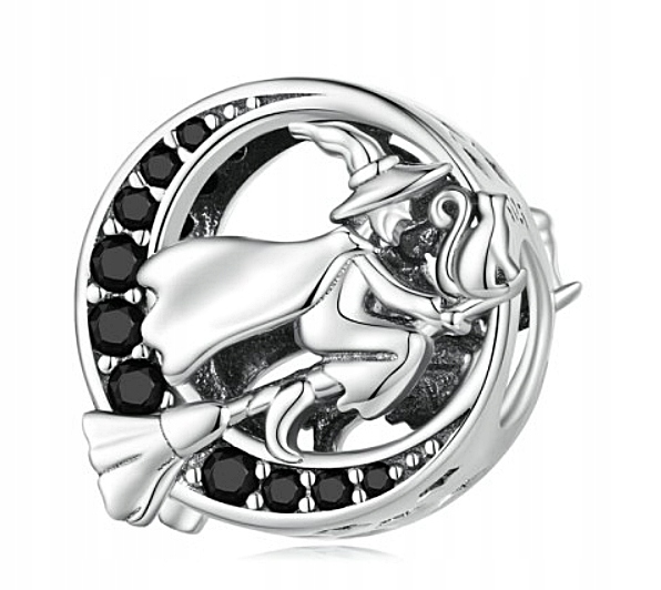 CHARMS WIEDŹMA ZAWIESZKA CHARMS BABA JAGA CHARMS CZAROWNICA NA MIOTLE 925