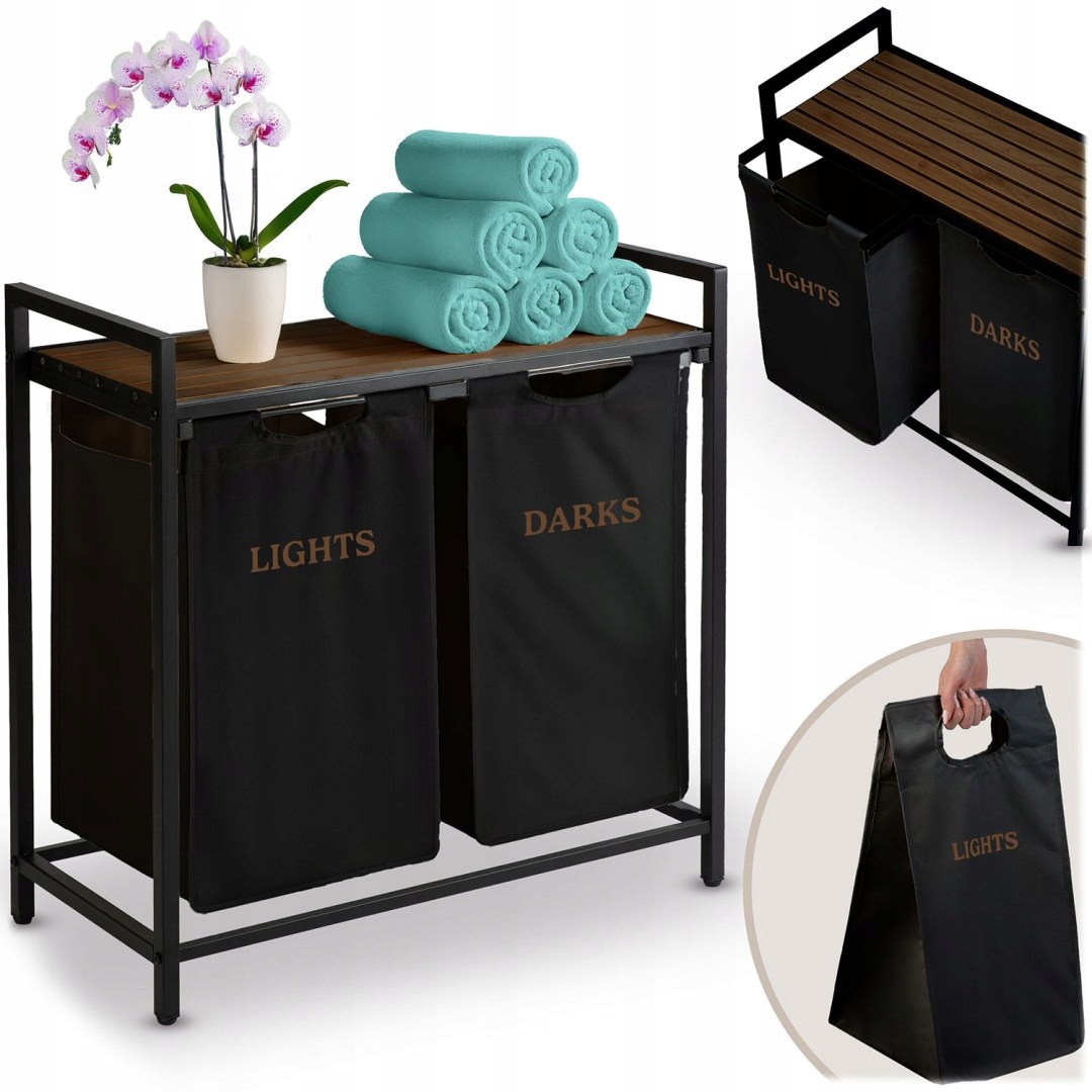 Dvoukomorový koš na prádlo s roštem 80 l Massido