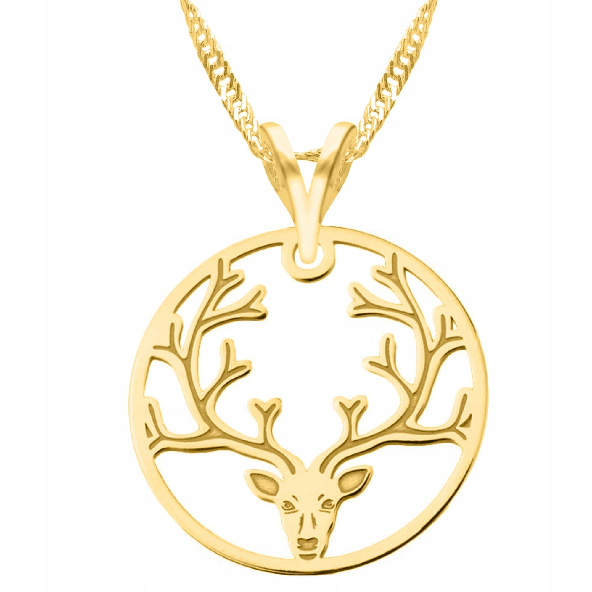 Zlatý náhrdelník s jelenem a parohy jelena Zvíře jelen Stříbro 925