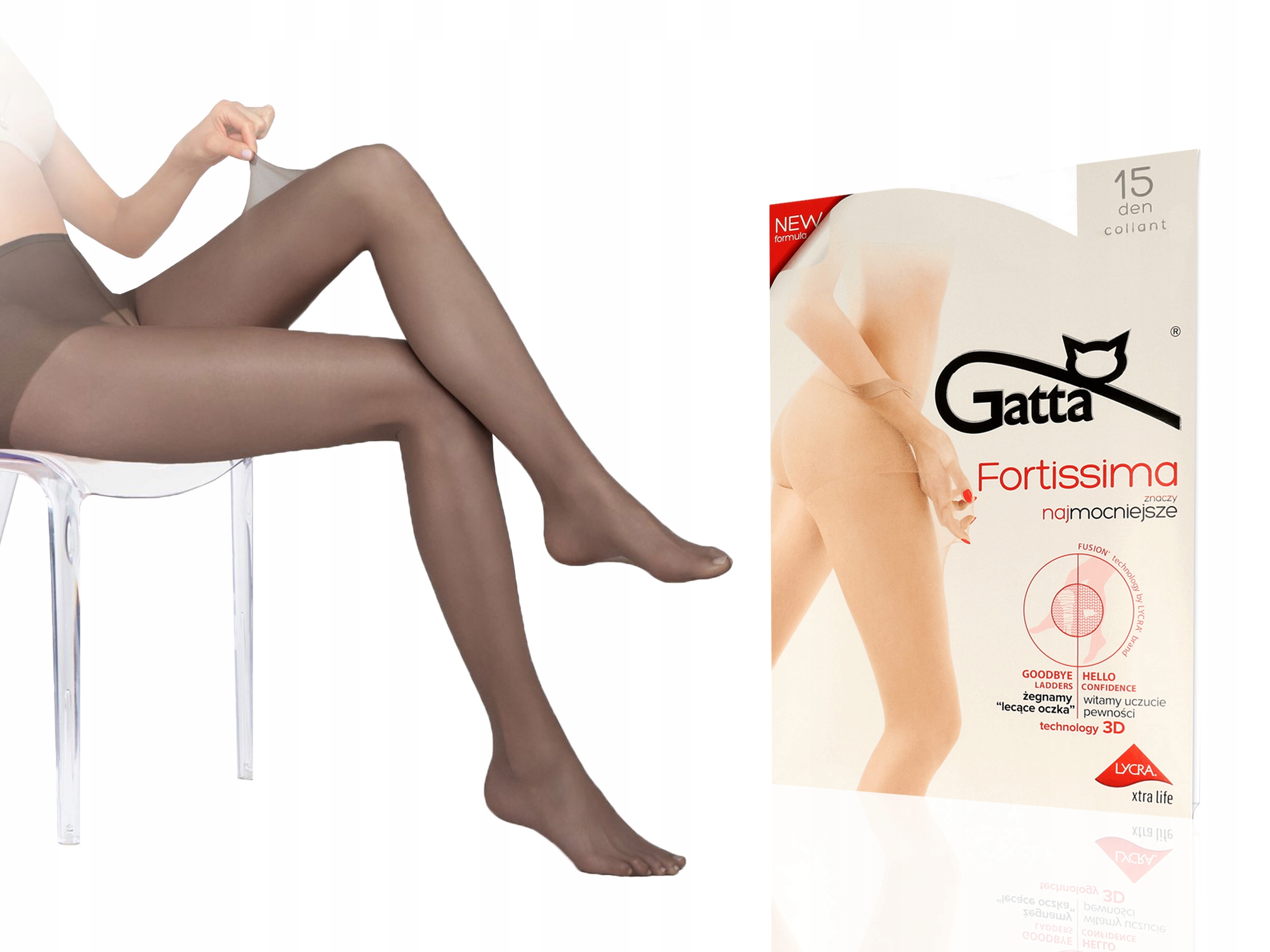 

Rajstopy Fortissima Gatta, 15 den, lycra, nero 2-S