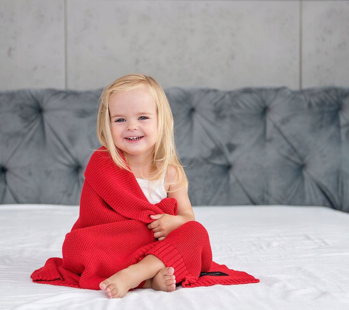 Bambusowy kocyk czerwień 80x100 cm Lullalove Stan opakowania oryginalne