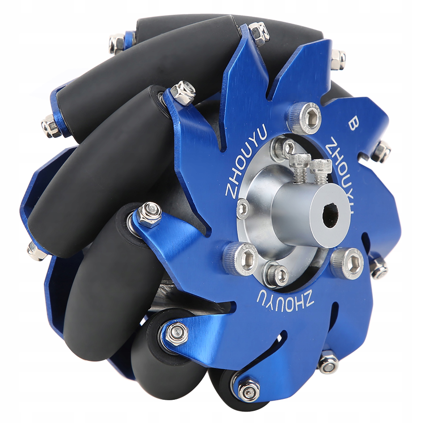 Kolo Mecanum 4" Levé Hliníkové S Gumovými Válečky Pro Roboty