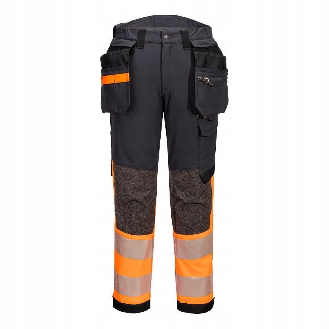 Elastické výstražné kalhoty třídy 1 EV4 s pouzdry Oranžová/Metalická barva