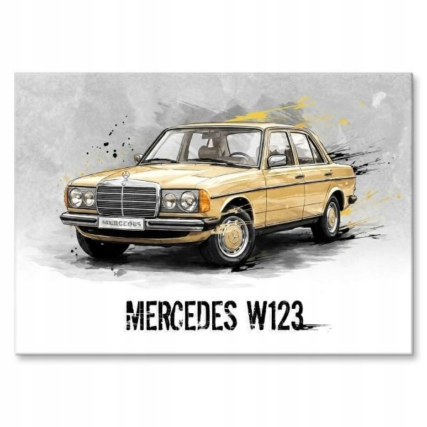 Plakát kovový klasický automobilový plech dárek Auto Mercedes W123 Merc