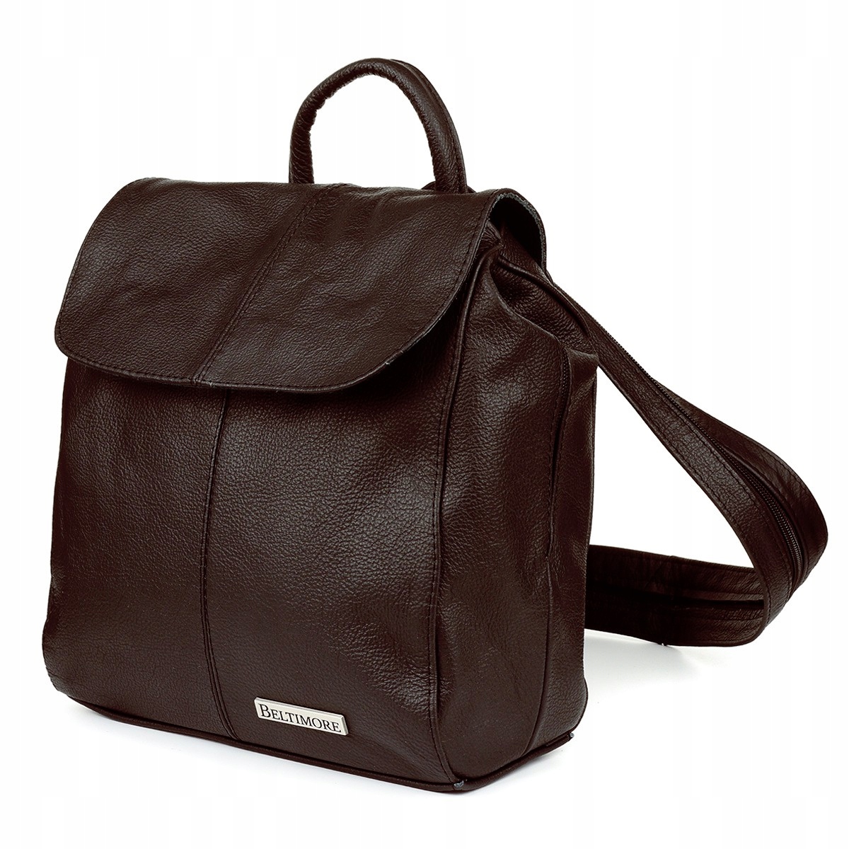 Plecak skórzany damski z klapą solidny duży pojemny Beltimore