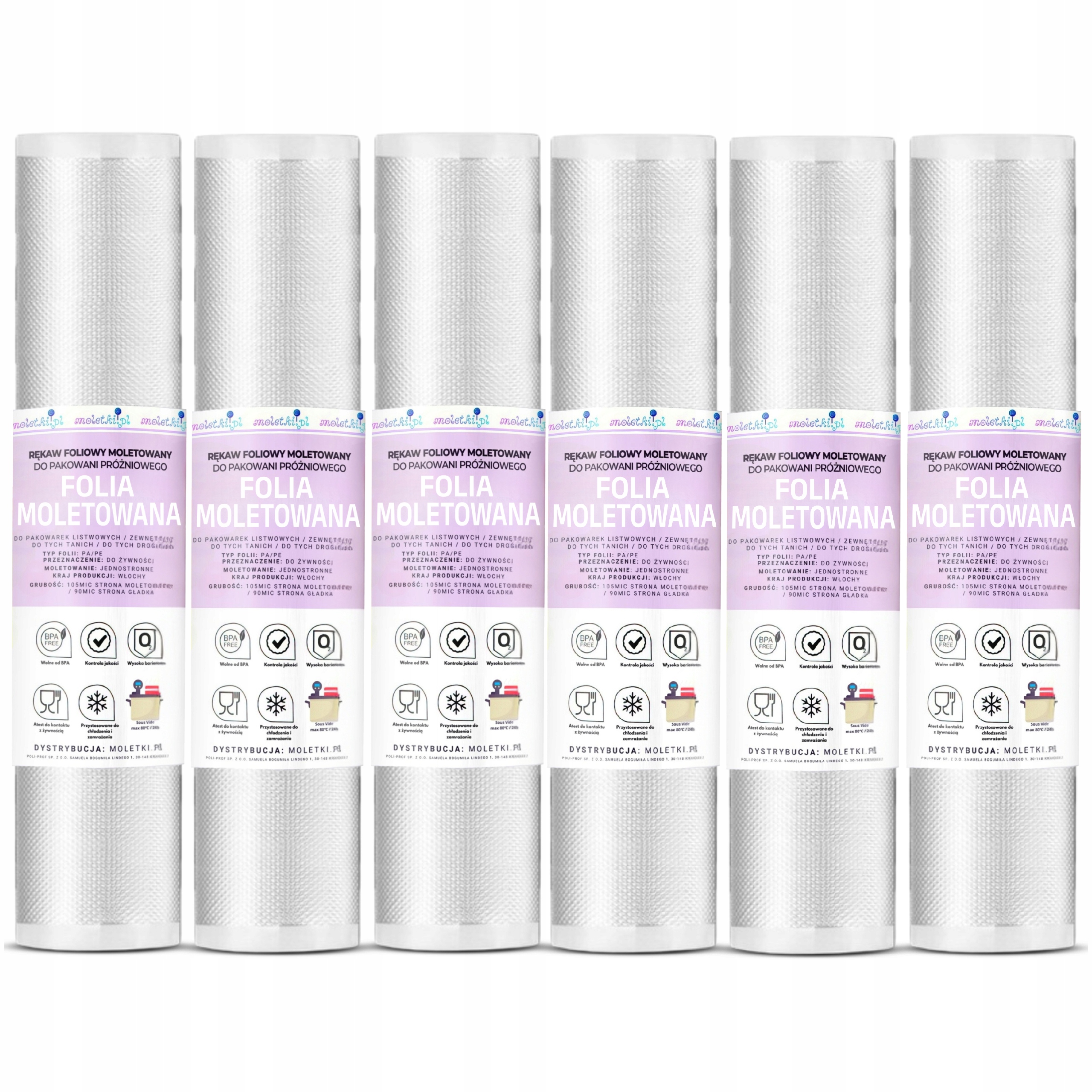 Zestaw 6x Folia Rolka Rękaw do Zgrzewarki próżniowej Pakowarki 20x600cm
