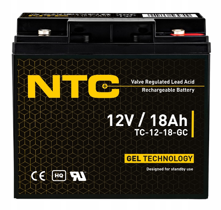 Mocny Akumulator Żelowy Bezobsługowy Ntc 18-12i Alarm Ups 12V 18Ah