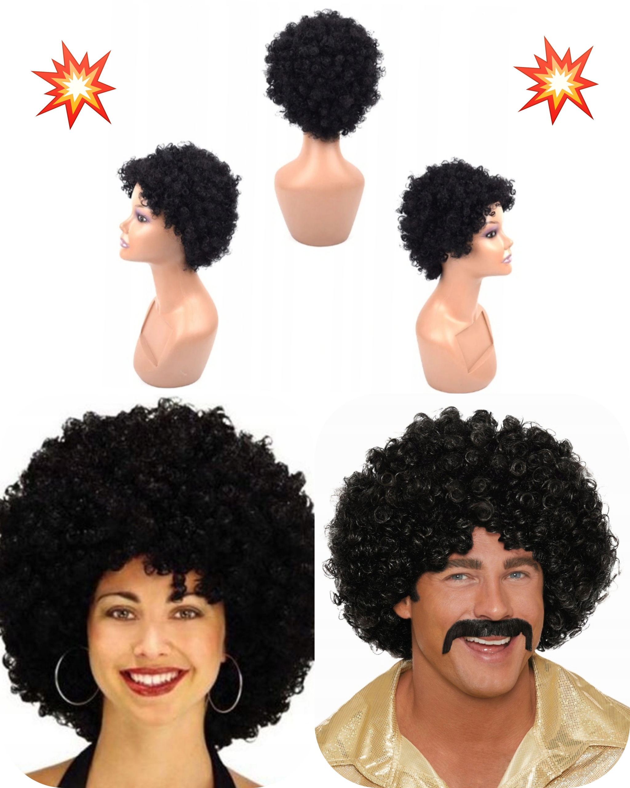 

Peruka włosy Czarne Afro Imprezę Lata 70 80