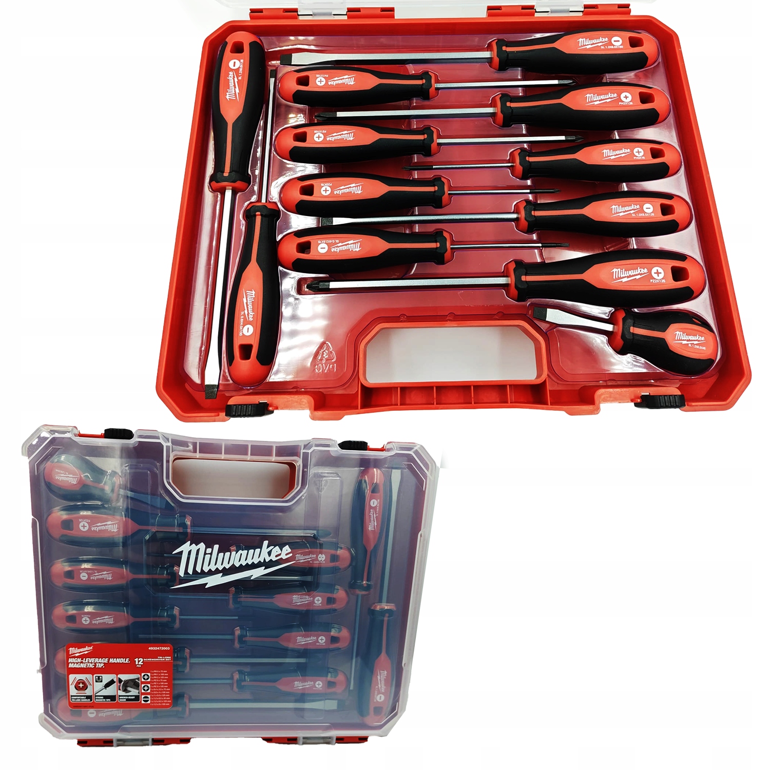 Zestaw wkrętaków śrubokrętów w walizce Ph Pz Sl śrubokręty 12 szt Milwaukee