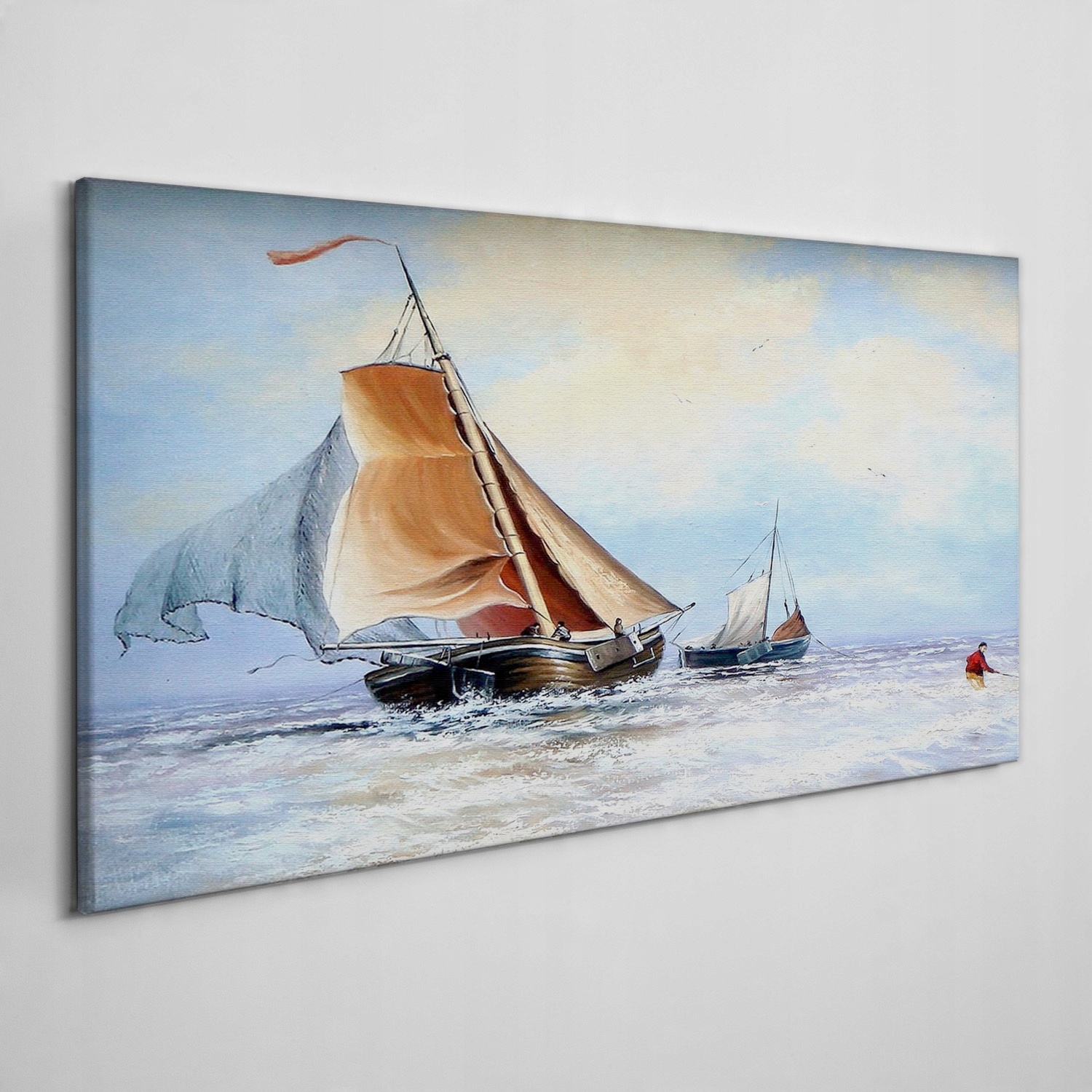 

Obraz na płótnie Morze statek fale chmury 120x60
