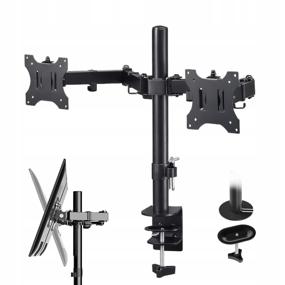 Robustní otočný držák na dva monitory Tv LCD 2x 13-30 palců do 16 kg.
