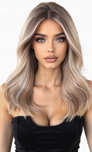 Dámská blond paruka ombre sobre reflexy přední strana blond k ramenům syntetická