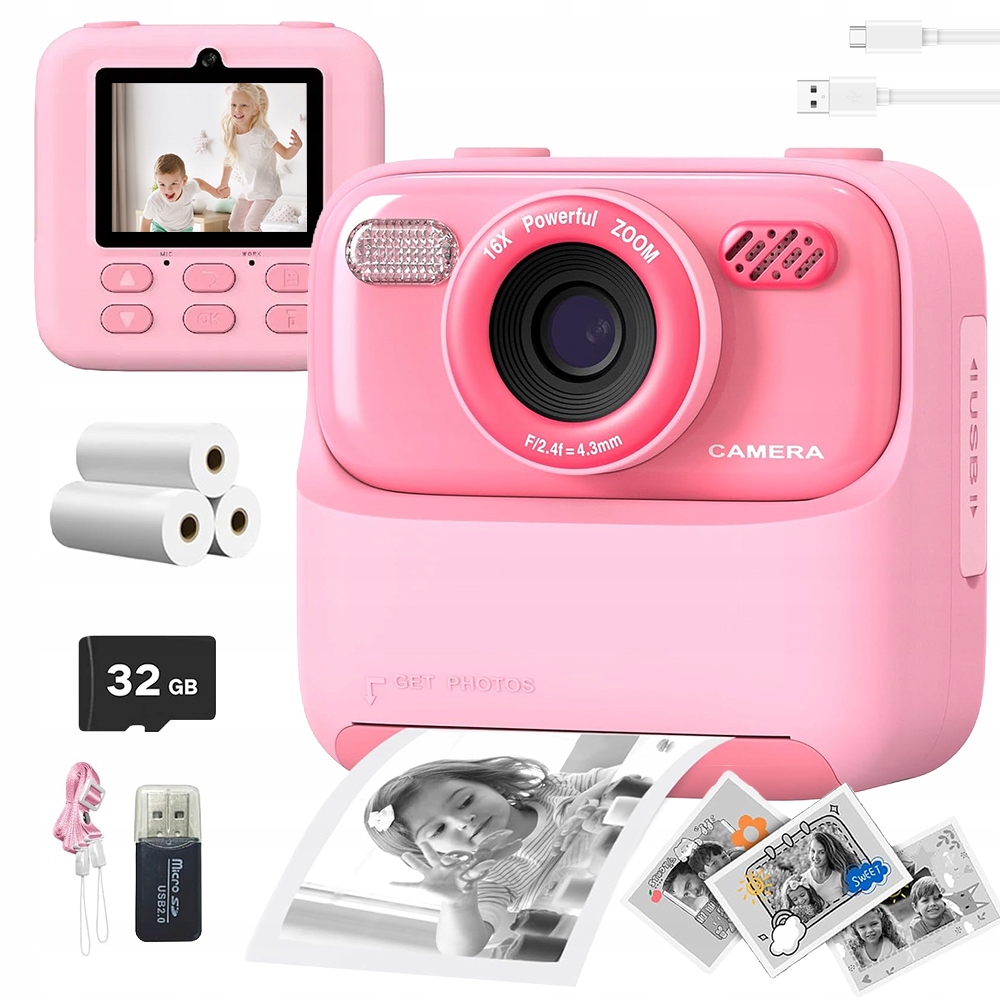 Digitální Instantní Fotoaparát S Tiskárnou 3 Náplně 32 Gb