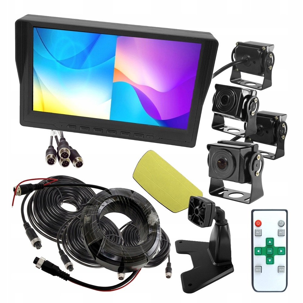 Monitor samochodowy REJESTRATOR 9 cali AHD 4x KAMERA 4PIN 12V 24V