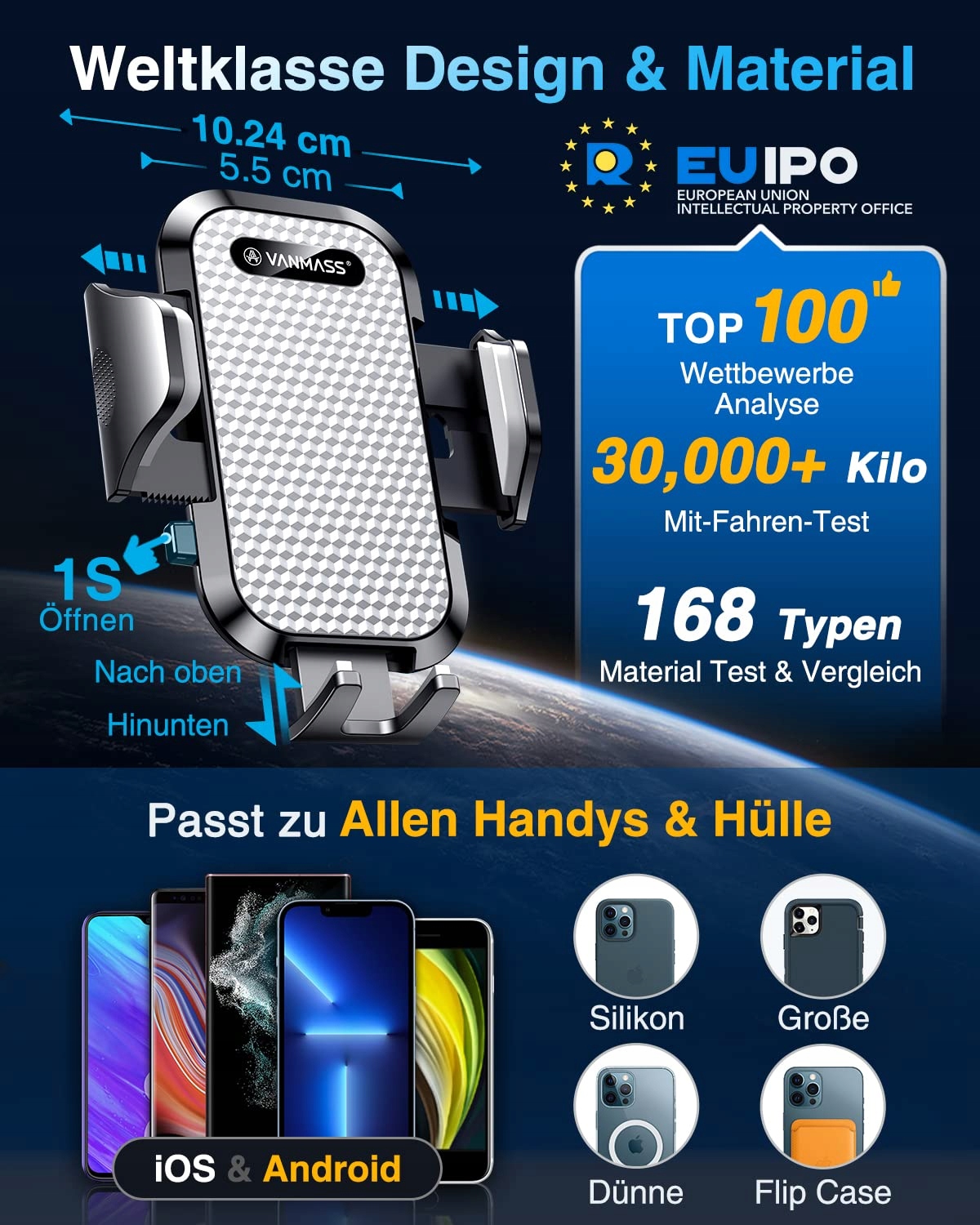 VANMASS Uchwyt Samochodowy 360° iPhone Android — miniatura 3