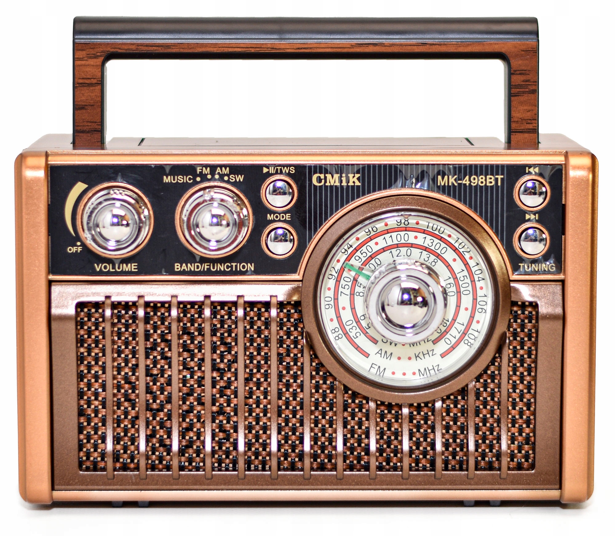 Radio Retro Vintage Usb Bluetooth Karty Sd Am Fm Reproduktor Akumulátor Hlasitý